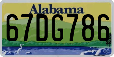 AL license plate 67DG786