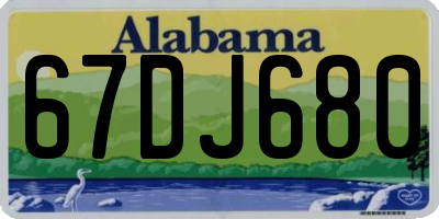 AL license plate 67DJ680