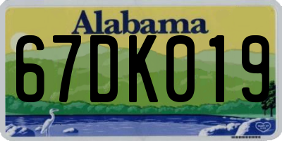 AL license plate 67DK019