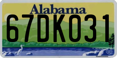 AL license plate 67DK031