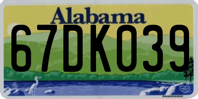 AL license plate 67DK039