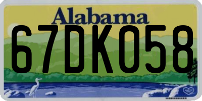 AL license plate 67DK058