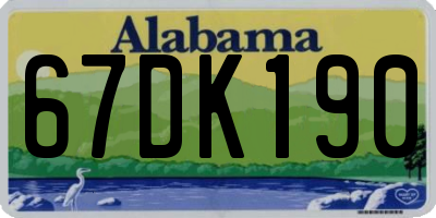 AL license plate 67DK190