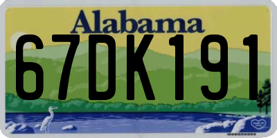 AL license plate 67DK191