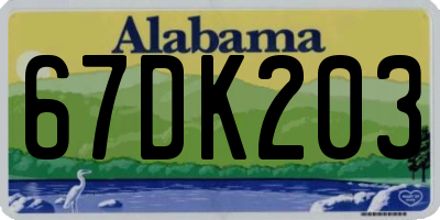 AL license plate 67DK203