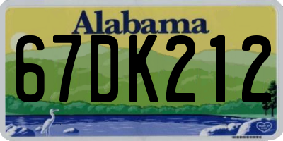 AL license plate 67DK212