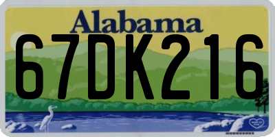AL license plate 67DK216