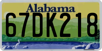 AL license plate 67DK218