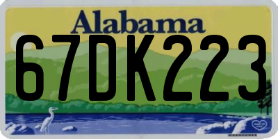 AL license plate 67DK223