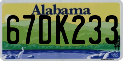 AL license plate 67DK233