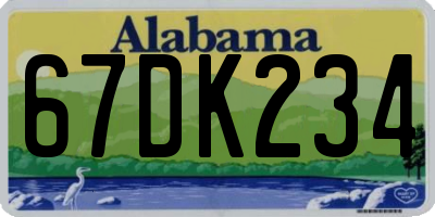 AL license plate 67DK234