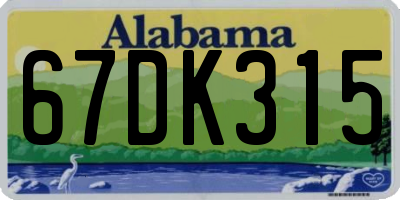 AL license plate 67DK315