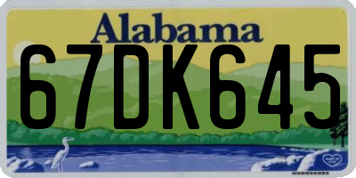 AL license plate 67DK645