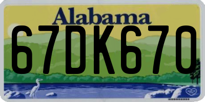 AL license plate 67DK670