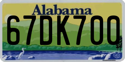 AL license plate 67DK700