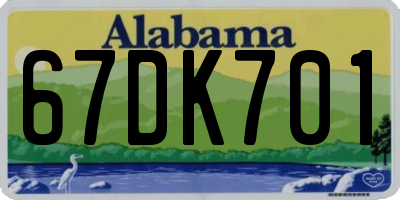 AL license plate 67DK701