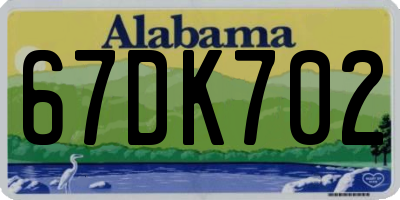 AL license plate 67DK702