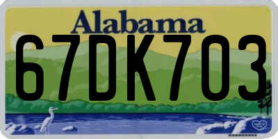 AL license plate 67DK703
