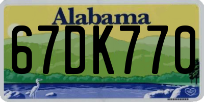 AL license plate 67DK770