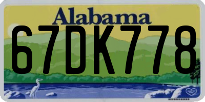 AL license plate 67DK778