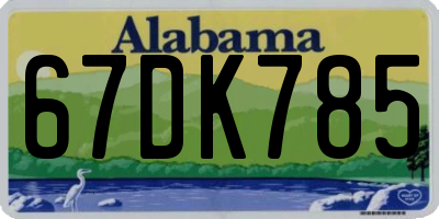 AL license plate 67DK785