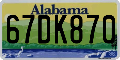 AL license plate 67DK870