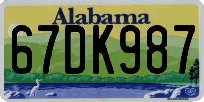 AL license plate 67DK987