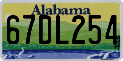 AL license plate 67DL254