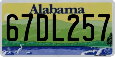 AL license plate 67DL257