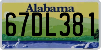 AL license plate 67DL381