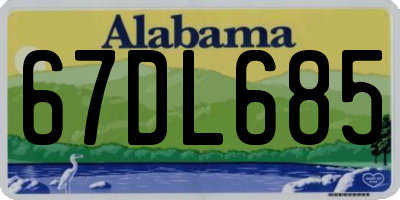 AL license plate 67DL685