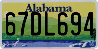 AL license plate 67DL694