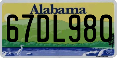 AL license plate 67DL980