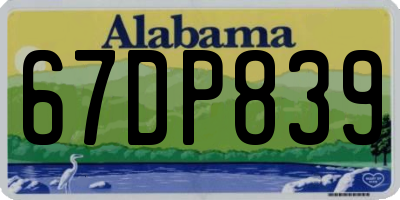 AL license plate 67DP839