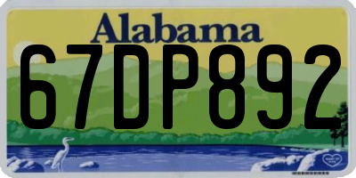 AL license plate 67DP892