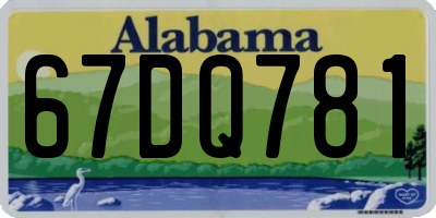 AL license plate 67DQ781