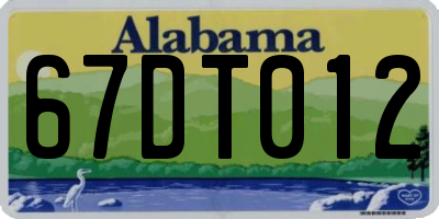 AL license plate 67DT012