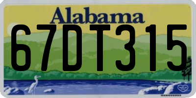 AL license plate 67DT315