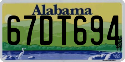 AL license plate 67DT694