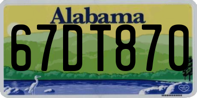 AL license plate 67DT870