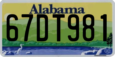 AL license plate 67DT981