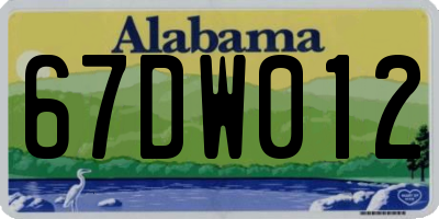 AL license plate 67DW012