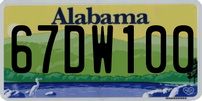 AL license plate 67DW100