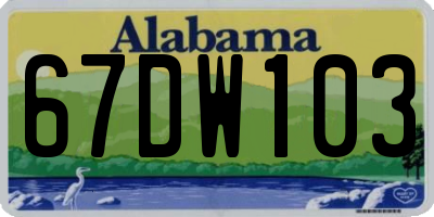 AL license plate 67DW103