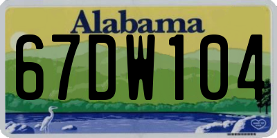 AL license plate 67DW104