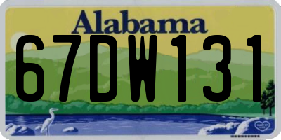 AL license plate 67DW131