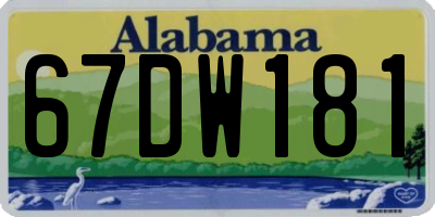 AL license plate 67DW181