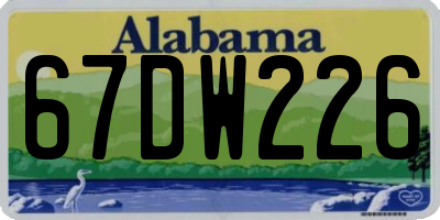 AL license plate 67DW226