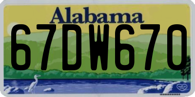 AL license plate 67DW670