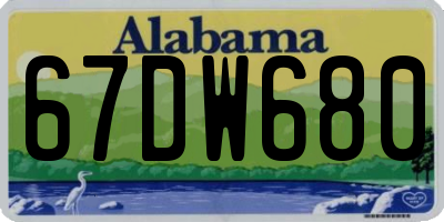 AL license plate 67DW680